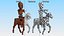 Humanoid Cyborg Child Riding Robotic Horse 3D model
