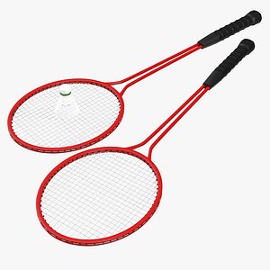 3d badminton racket 2 shuttlecock