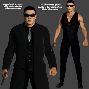 3D REALISTIC HUMAN RIGGED CHARACTER - ASIAN BODYGUARD MAN