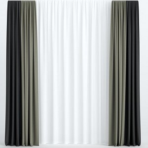 curtains tulle 3D model