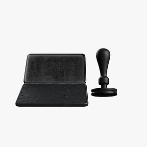 Ink pad and rubber stamp 3D model