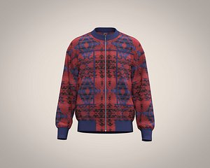 Mens jacket with wool geometric motif fabric