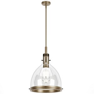 3D Gold 1-Light Rimmed Large Allegheny Glass Pendant