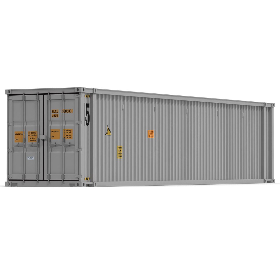 45 ft High Cube Container White 3D Model 3D model preview