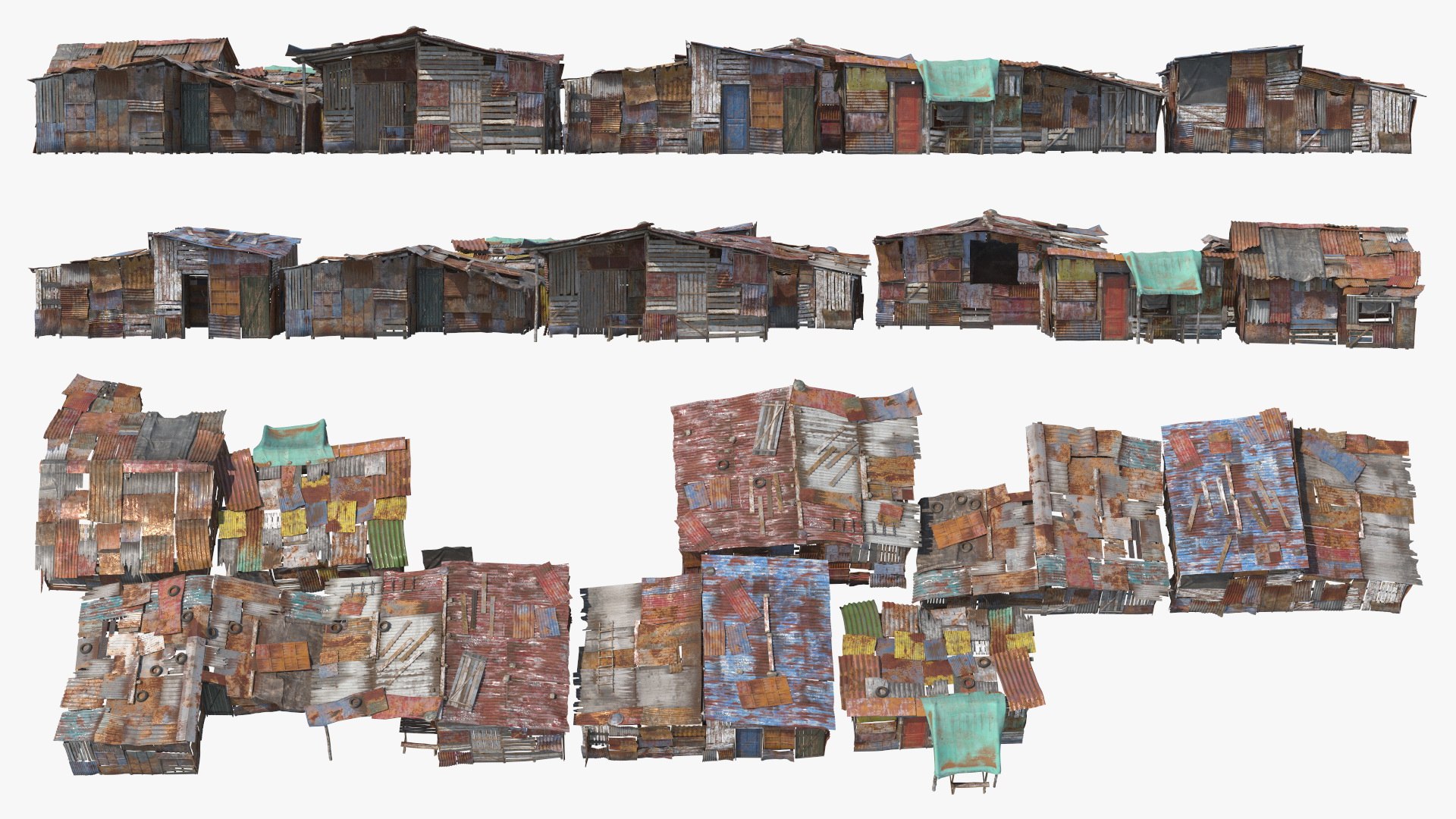 Clustered Rusty Shack Arrangement 3D - TurboSquid 2330084