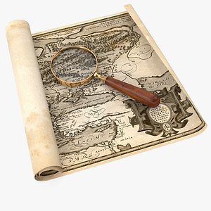 Retro Magnifier On Old Map