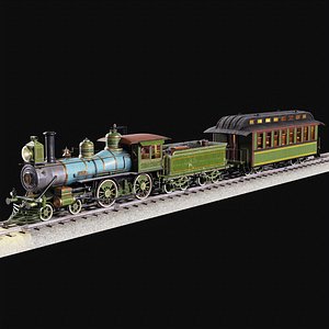 Vintage 19th-Century Steam Locomotive Low-poly 3D model 3D model