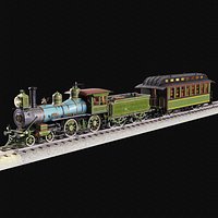 Vintage 19th-Century Steam Locomotive Low-poly