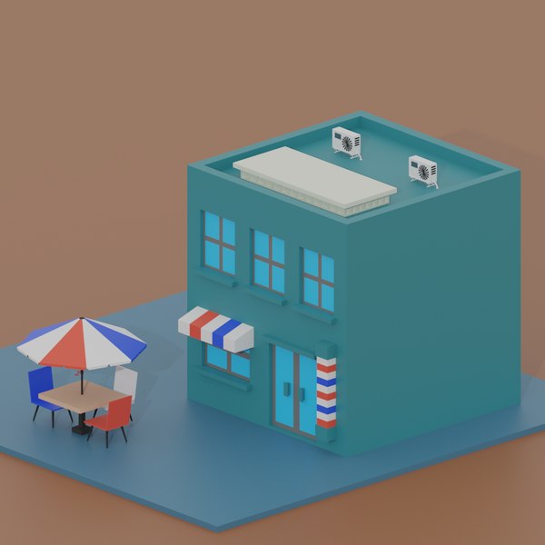 3D Cartoon Barber Shop