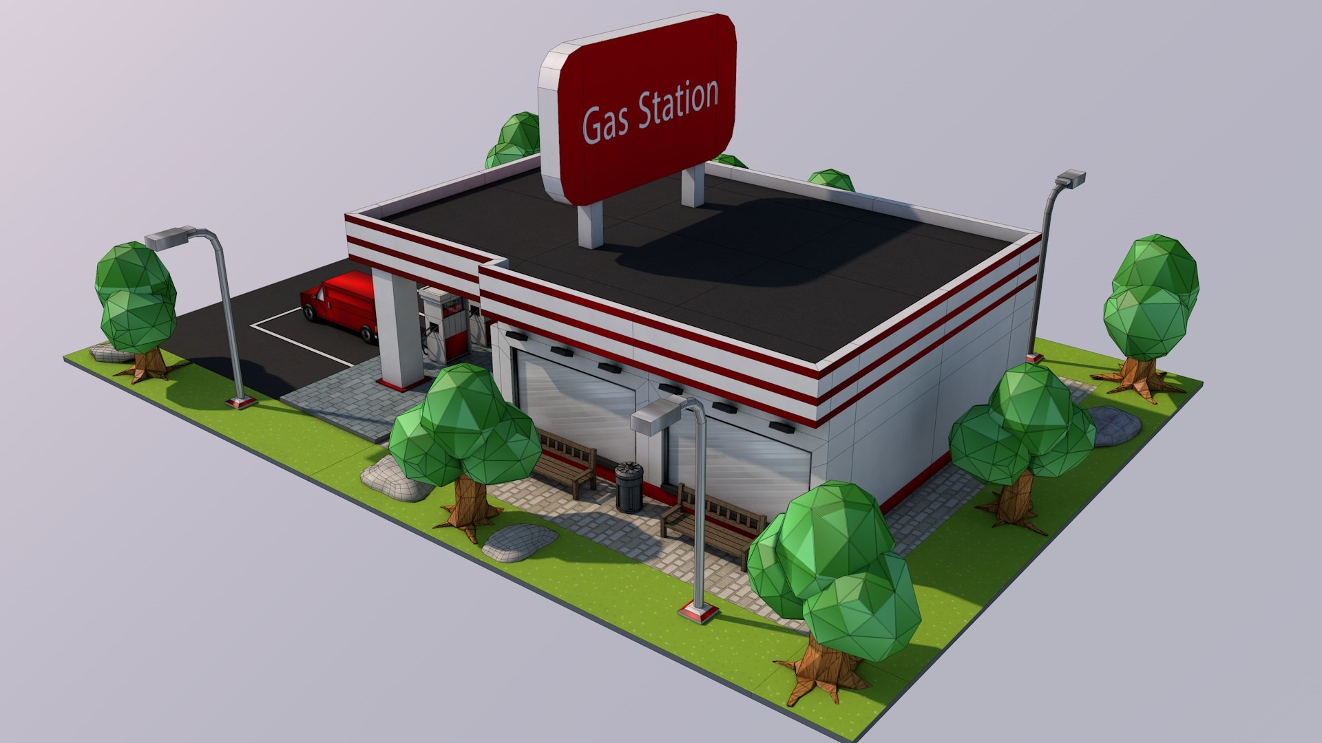Gas StatLow Poly Gas Station 3D Cartoon Style Modelion 3D - TurboSquid ...