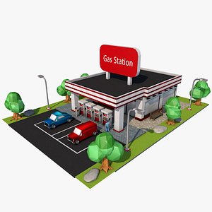Gas statLow Poly Gas Station  3D Cartoon Style Modelion 3D