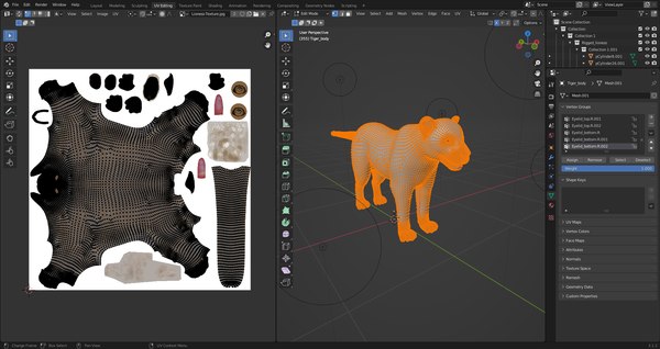 Fur Tiger Rigged Animation in Blender Unity3Dモデル - TurboSquid 2093929