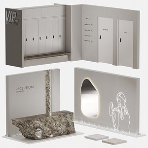 3D Modern Minimalist Gym Reception  Locker Room Design