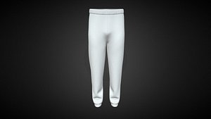 Sweatpant-White In Low Poly model