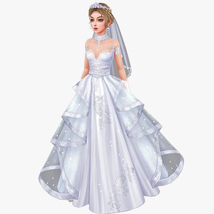 Bride Rigged Animated Low Poly