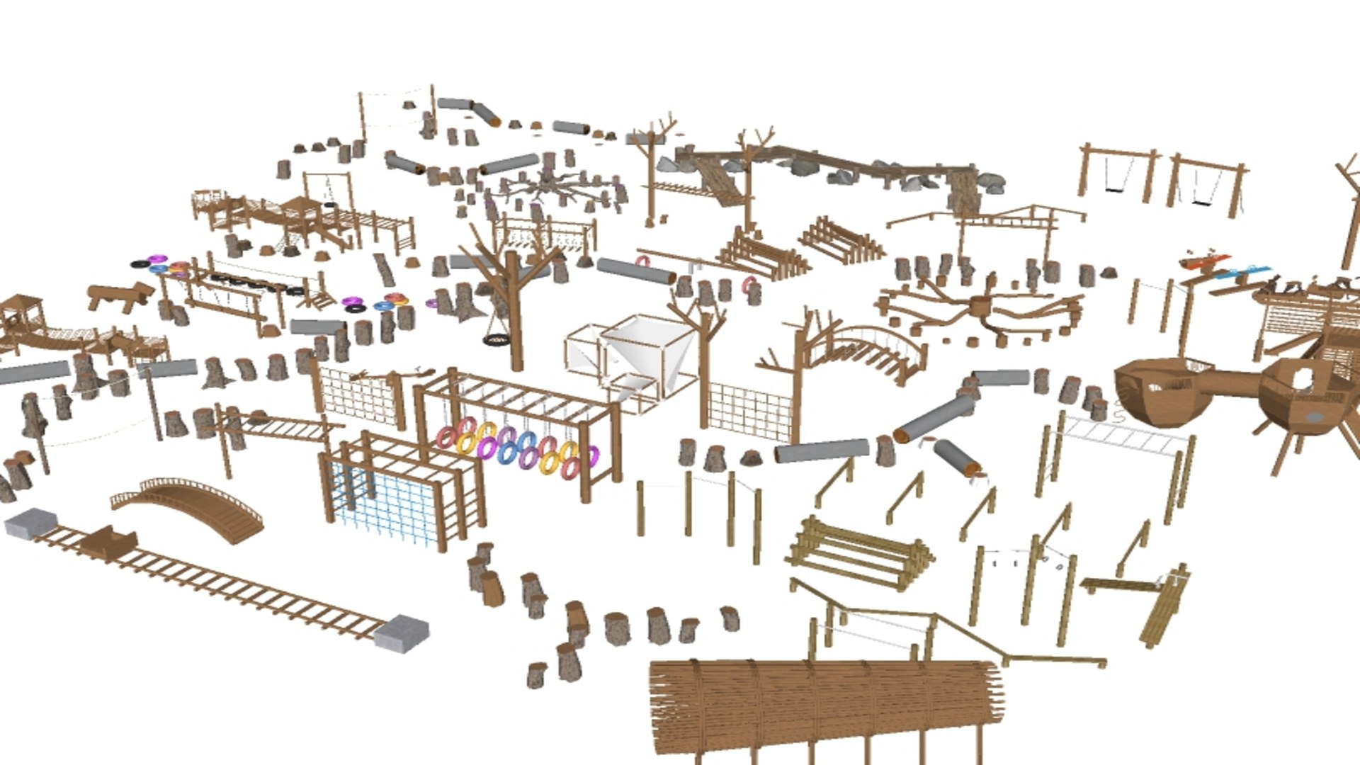 Outdoor Wood Playground Low-poly 3D Model2 Model - TurboSquid 2206029