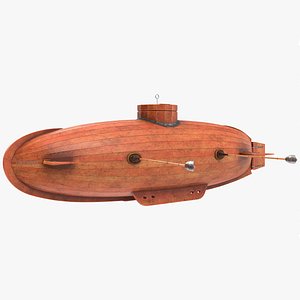 Old Wooden Submarine Rigged for Maya 3D