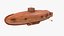 Old Wooden Submarine Rigged for Maya 3D