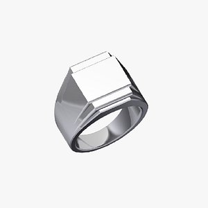 3D model Square signet ring hollow