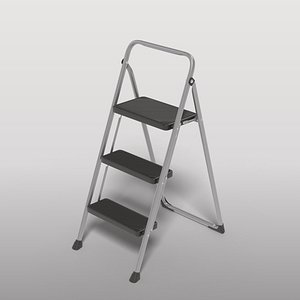 Gray Metal Step Ladder 3D model