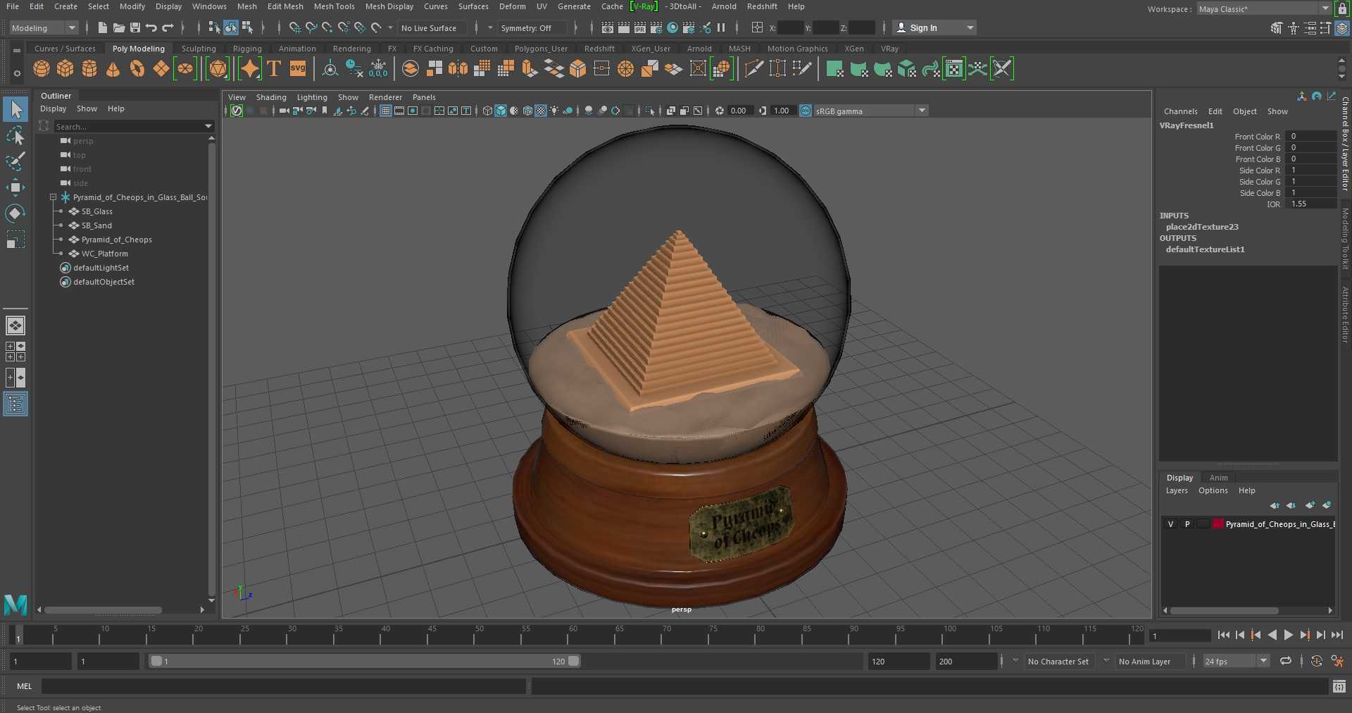 Pyramid Of Cheops In Glass Ball Souvenir 3D Model - TurboSquid 2383159