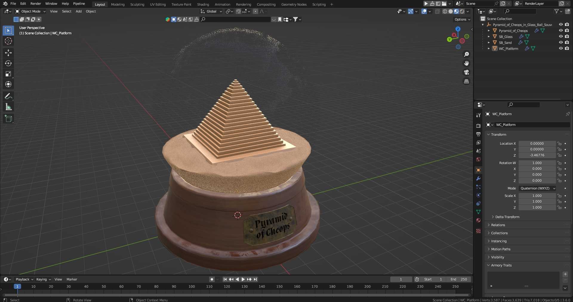 Pyramid Of Cheops In Glass Ball Souvenir 3D Model - TurboSquid 2383159
