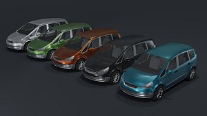 Generic Minivan  With Interior Lowpoly 3D Model