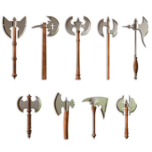 3D 40 Medieval Battle Axes  Vol 1 Basemesh Game ready  Archviz Assets