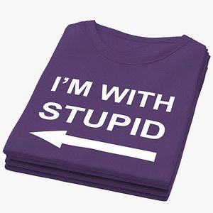 3D Female Crew Neck Folded Stacked Purple Im With Stupid 01 model