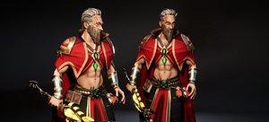 3D Stylized Male Wizard Red model