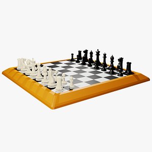 chess board pieces 3D model