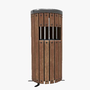 Modern Timber Street Bin Vol 09 - 4K Textures Game-Ready PBR 3D