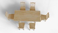 Light Wood Dining Table Set 6 Chairs 3d Model