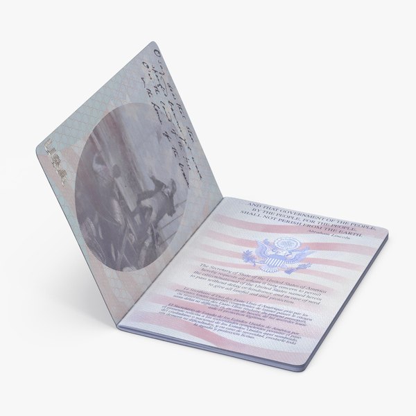 3D United States Passport Open Cover