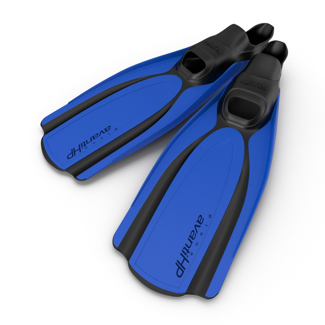 Swim Fins 2 Blue 3D model preview