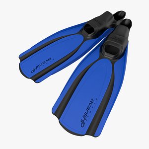 swim fins 2 blue 3d model