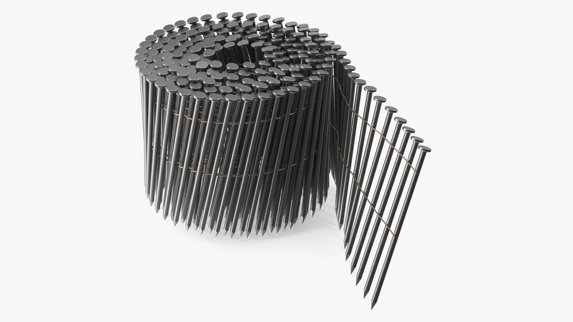 Coiled Nails Gray 3D model preview