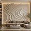 Mural em baixo-relevo com decoração moderna de ondas orgânicas abstratas em formato STL CNC 79