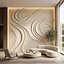 Mural em baixo-relevo com decoração moderna de ondas orgânicas abstratas em formato STL CNC 79