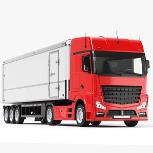 3D Detailed Transporter Box Truck Red model