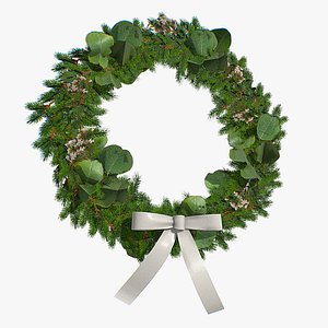 Christmas Wreath With Ribbon 3D model
