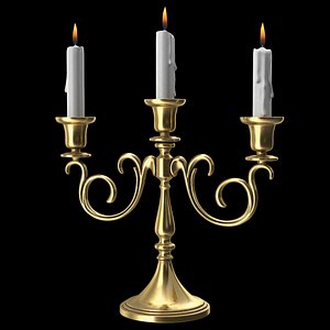 Candelabra Gold with Three Candles