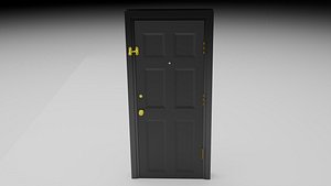 Modern Apartment Front Door Realistic Exterior