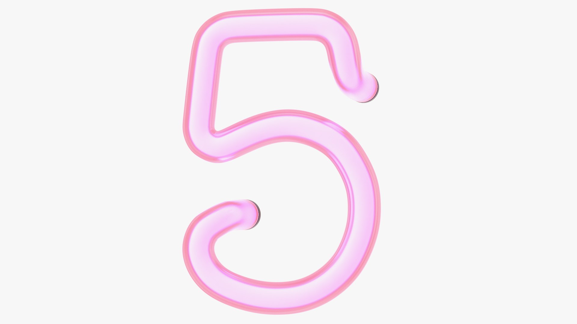 Glowing Neon Tube Light Digit 5 3D model preview