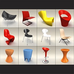 classic design furnitures pack 3d model