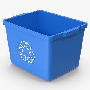 Blue Trash Can 3D model