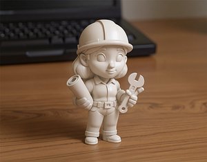 Cartoon Mechanic Girl 3D Printable 3D print model 3D model