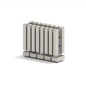 Brutalist Block Building 09 3D model
