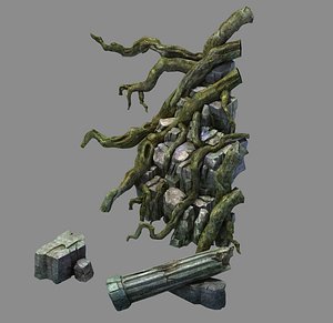 3D model fallen land - tree