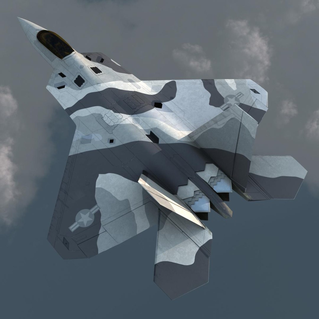 3d f-22 raptor 3 rigged model